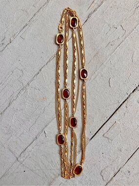 Vintage 1967 Sarah Coventry "Golden Embers" Sautoir Necklace